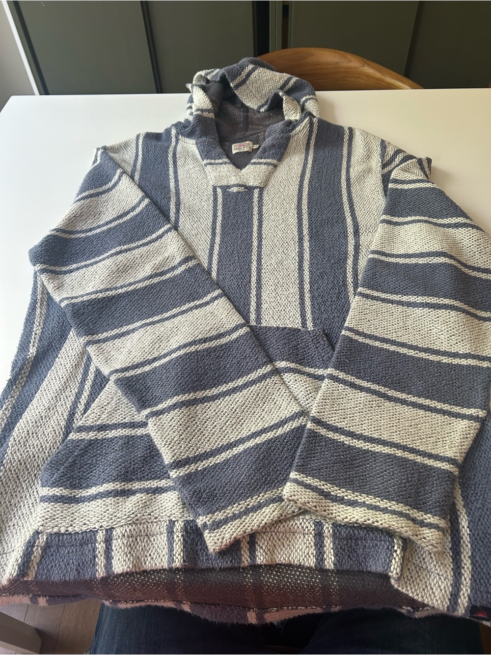 Faherty Striped Crewneck Sweater in Blue and Cream